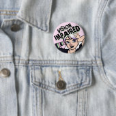 Pink Cartoon Punk Girl Vision Impaired Button (Beispiel)