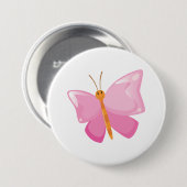 Pink-Cartoon-Schmetterling Button (Vorne & Hinten)