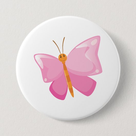Pink-Cartoon-Schmetterling Button (Vorderseite)