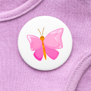 Pink-Cartoon-Schmetterling Button