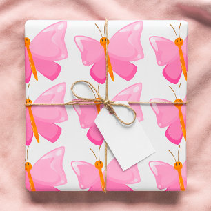 Pink-Cartoon-Schmetterling Geschenkpapier