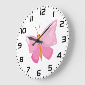 Pink-Cartoon-Schmetterling Große Wanduhr (Winkel)
