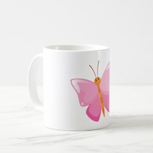 Pink-Cartoon-Schmetterling Kaffeetasse (Vorderseite Links)