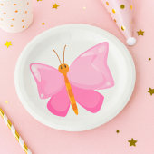 Pink-Cartoon-Schmetterling Pappteller