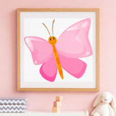 Pink-Cartoon-Schmetterling Poster