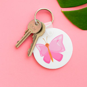 Pink-Cartoon-Schmetterling Schlüsselanhänger
