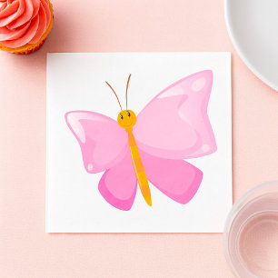 Pink-Cartoon-Schmetterling Serviette