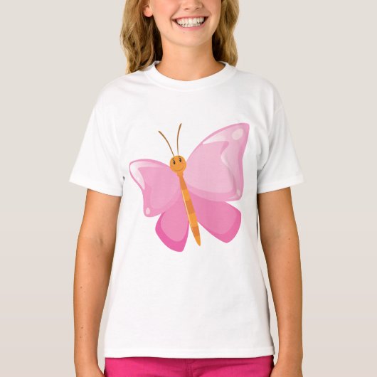 Pink-Cartoon-Schmetterling T-Shirt (Vorderseite)