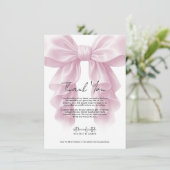 Pink Cascade Ruffle Bow Bridal Wedding Vielen Dank Einladung (Stehend Vorderseite)