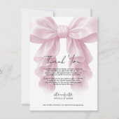 Pink Cascade Ruffle Bow Bridal Wedding Vielen Dank Einladung (Vorderseite)