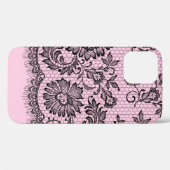 Pink Case-Mate-iPhone-Case mit schwarzer Spitze Case-Mate iPhone Hülle (Rückseite (Horizontal))