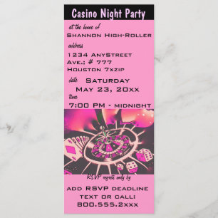 Pink Casino Night Themenparty Einladung