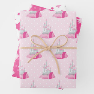 Pink Castle Pattern Geschenkpapier Set
