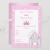 PINK CASTLE PRINCESS BIRTHDAY PARTY EINLADUNG (Vorne/Hinten)