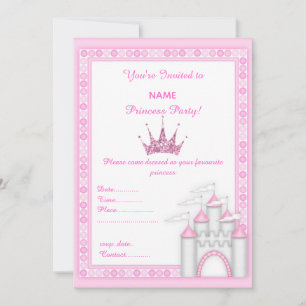 PINK CASTLE PRINCESS BIRTHDAY PARTY EINLADUNG