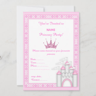 PINK CASTLE PRINCESS BIRTHDAY PARTY EINLADUNG