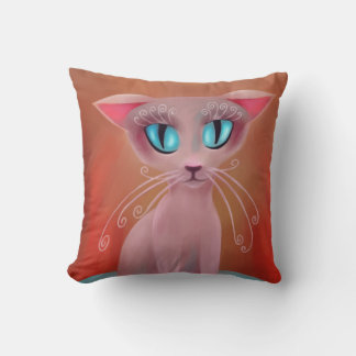 Pink Cat Anime, Digital Painting Kissen