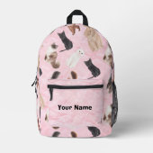 Pink Cat Backpack with Realistic Feline Breeds Bedruckter Rucksack (Vorderseite)