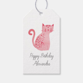 Pink Cat Birthday Geschenkanhänger