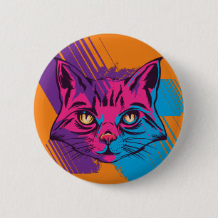 Pink Cat Face Button