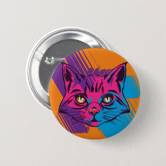 Pink Cat Face Button (Vorne & Hinten)