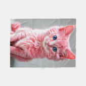 Pink Cat Foto Portrait Fleecedecke (Vorderseite (Horizontal))
