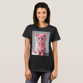 Pink Cat Foto Portrait T-Shirt (Vorne ganz)