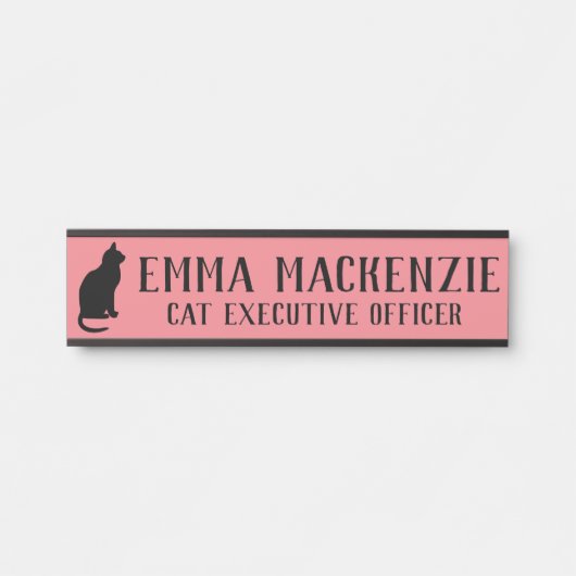 Pink Cat Hanging Door Namensschild (Vorderseite )