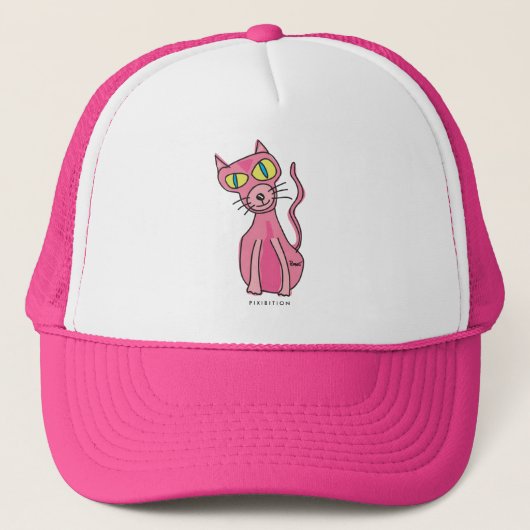 Pink Cat Hat Truckerkappe (Vorderseite)