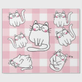 Pink Cat Illustration Geschenkpapier (Flach)