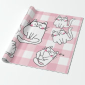 Pink Cat Illustration Geschenkpapier (Ungerollt)