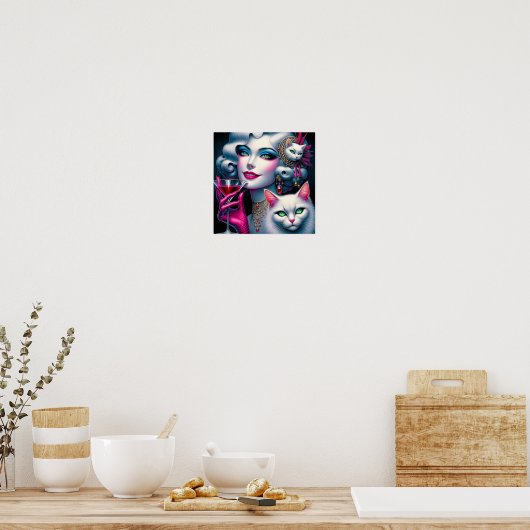 Pink Cat Lady Poster (Küche)