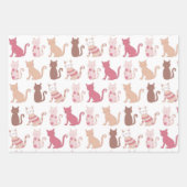 Pink Cat Lovers Muster Geschenkpapier Set (Vorderseite)