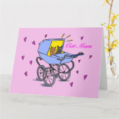 Pink Cat Mama Faltkarte Karte (Gelbe Blume)