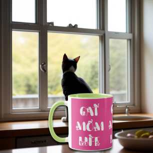 Pink Cat Mom Life Süße Typografie Muttertag Tasse