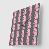 Pink Cat Pattern auf grauem Hintergrund Quadratische Wanduhr (Winkel)