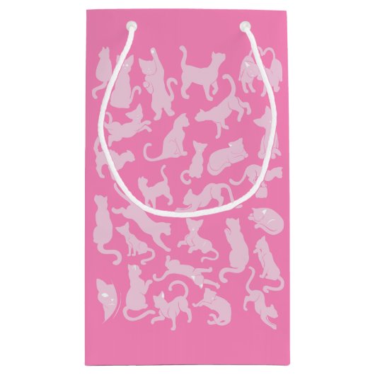 Pink Cat Pattern Kleine Geschenktüte (Rückseite)