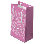Pink Cat Pattern Kleine Geschenktüte (Rückseite Schrägansicht)