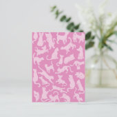 Pink Cat Pattern Postkarte (Stehend Vorderseite)