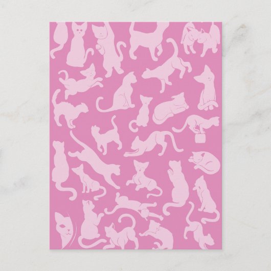Pink Cat Pattern Postkarte (Vorderseite)