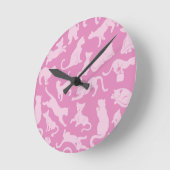 Pink Cat Pattern Runde Wanduhr (Winkel)