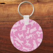 Pink Cat Pattern Schlüsselanhänger (Vorderseite)