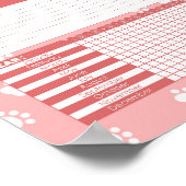 Pink Cat Paw Print Habit Tracker Poster (Ecke)