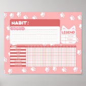 Pink Cat Paw Print Habit Tracker Poster (Vorne)
