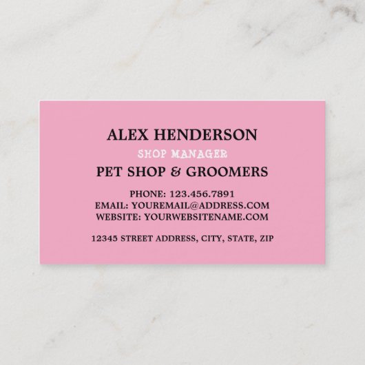 Pink Cat, Pet Store & Groomer Visitenkarte (Rückseite)