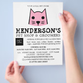 Pink Cat, Pet Store & Groomer Werbung Flyer (Hand)
