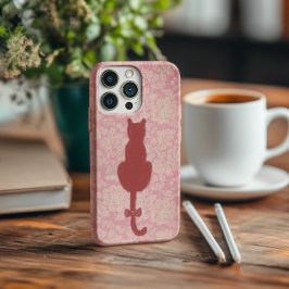 Pink Cat Silhouette Handy Case