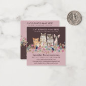 Pink Cat Sitting Groomer Petshop Service Mitteilungskarte (Vorderseite/Rückseite Beispiel)