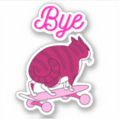 Pink Cat Skaten mit Byte Text Aufkleber (Vorderseite)