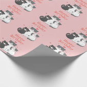 Pink Cat und Kittens Niedlich Happy Birthday Geschenkpapier (Ecke)